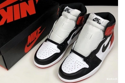 TOE” BLACK-VARSITY JORDAN AIR WHITE  MENS “BLACK OG RED HIGH 1 1008